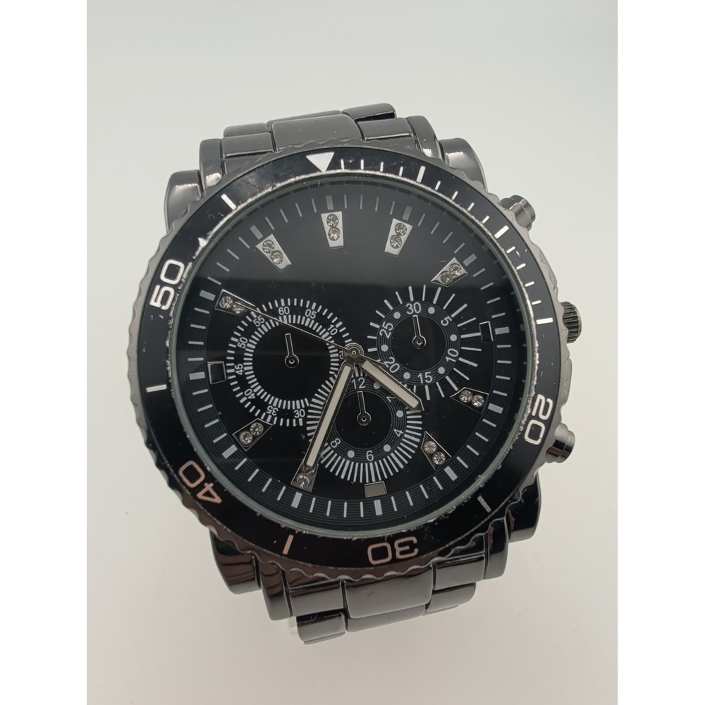 Accutime Men's Watch 48mm Case Black 7.5" Band- New Battery